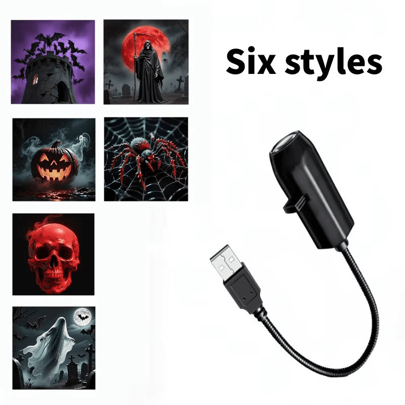 Projecteur d'halloween USB rotatif à 360 degrés lampe LED tête de mort – Image 6