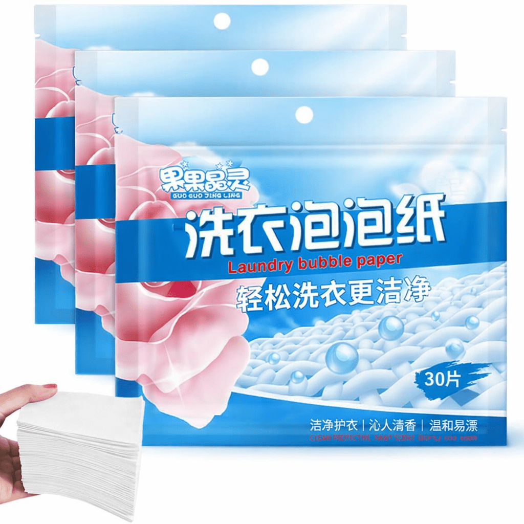 emballage des feuilles de lessive earth breeze posé à plat