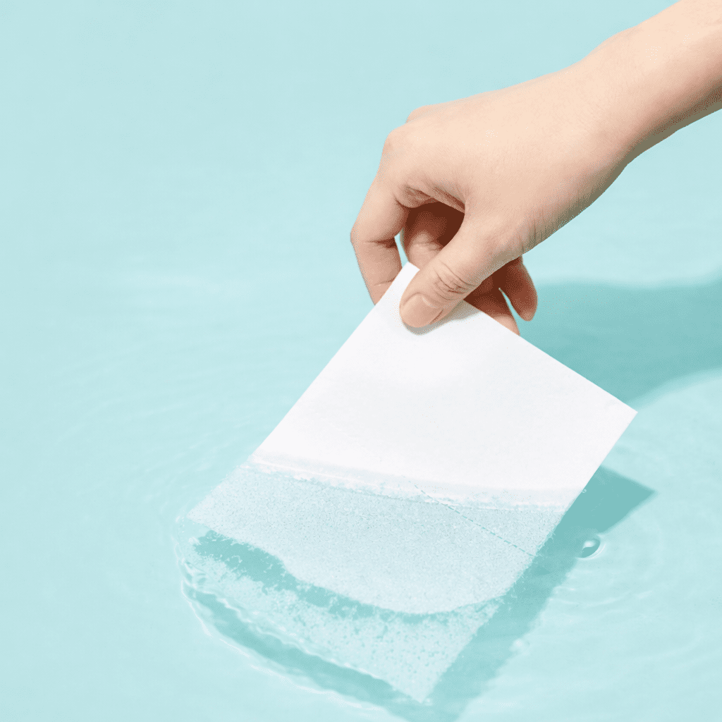 feuille de lessive utilisée pour un lavage à la main