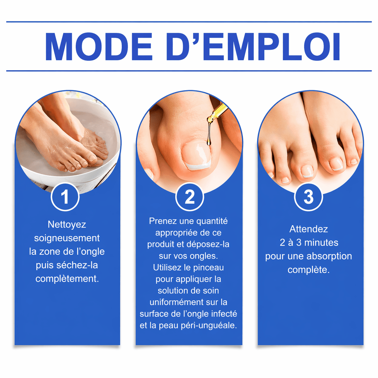Application de la solution Orivelle sur un ongle de la main
