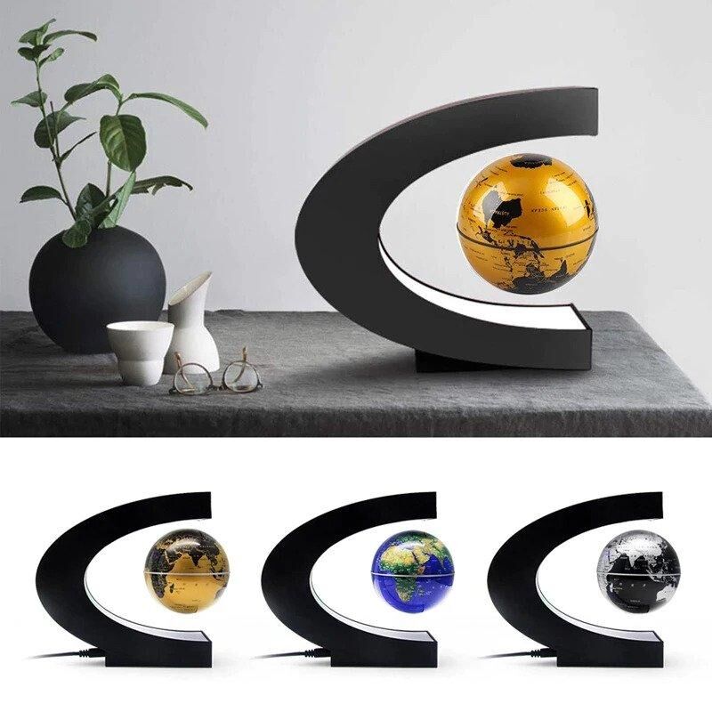 Lampe Lévitation Magnétique Globe Terre – LED Ambiance 17x17 cm – Design Argent ou Océan – Image 4