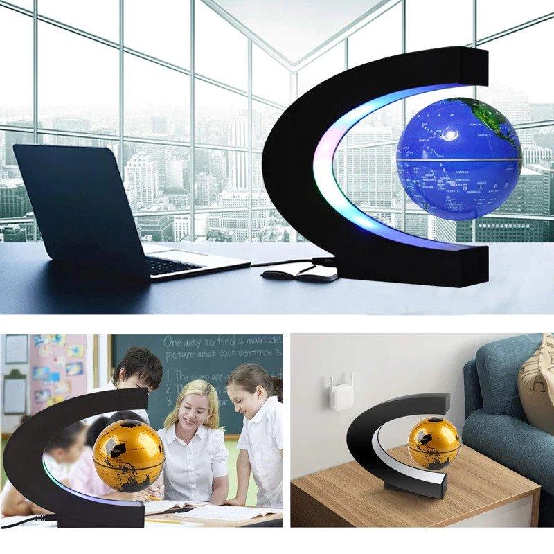 Lampe Lévitation Magnétique Globe Terre – LED Ambiance 17x17 cm – Design Argent ou Océan – Image 5