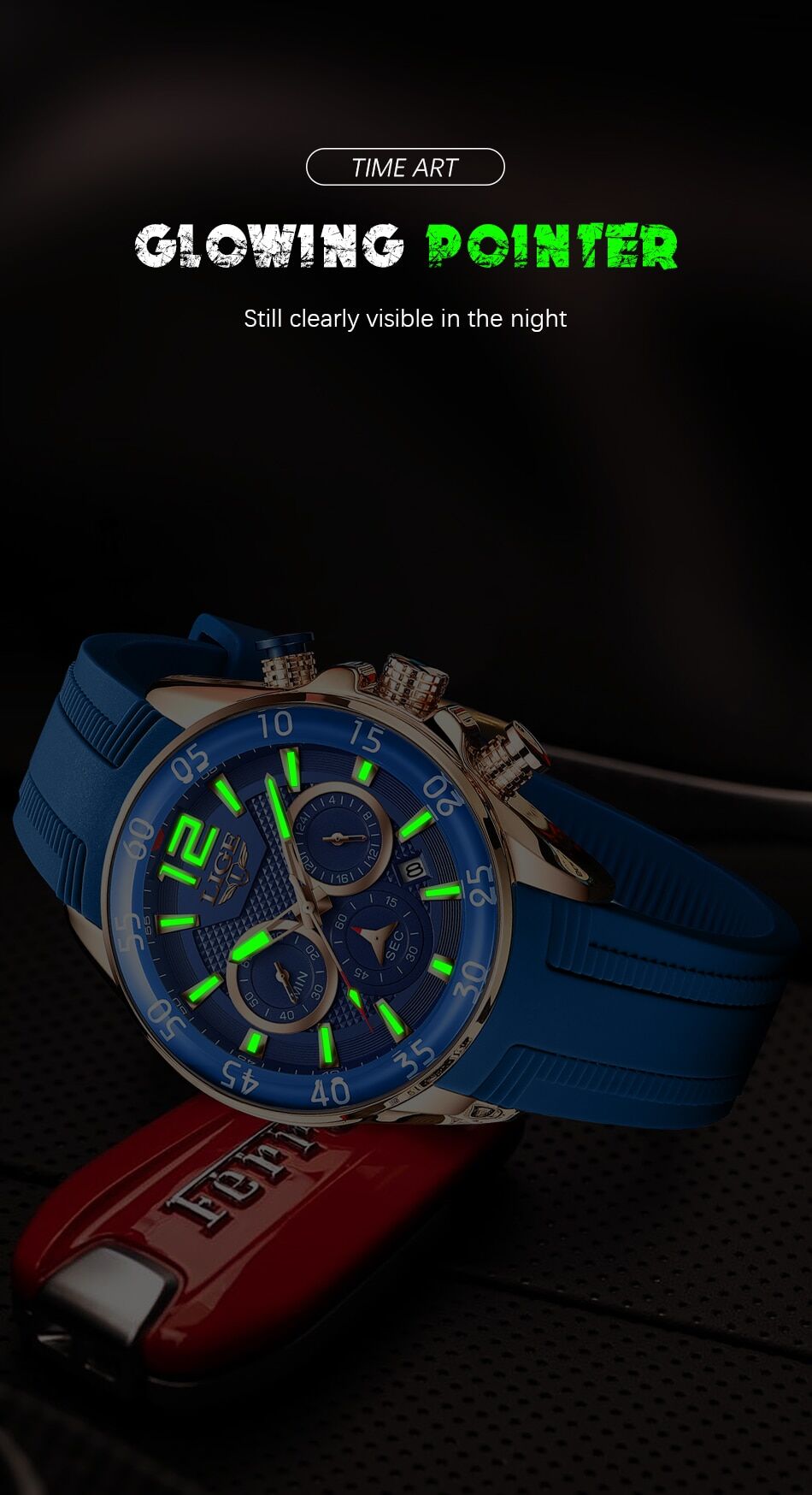 Montre homme bracelet silicone à quartz chronographe sport - boreal – Image 2