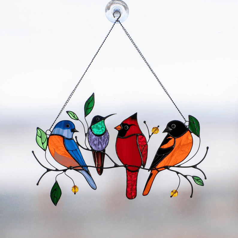Mini vitrail oiseaux - Déco Fenêtre Cadeau Original – Image 2