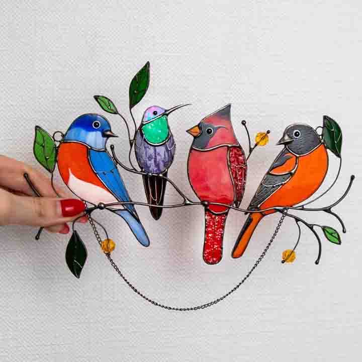 Mini vitrail oiseaux - Déco Fenêtre Cadeau Original – Image 3