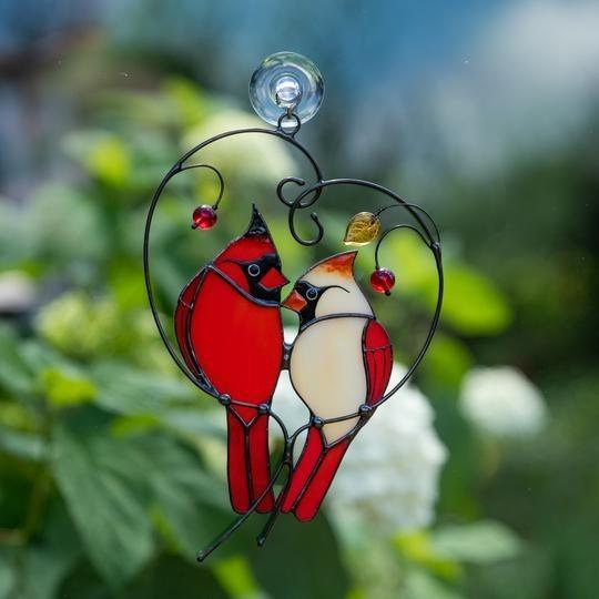 Cardinaux oiseaux vitrail pour décorez votre maison – Image 3