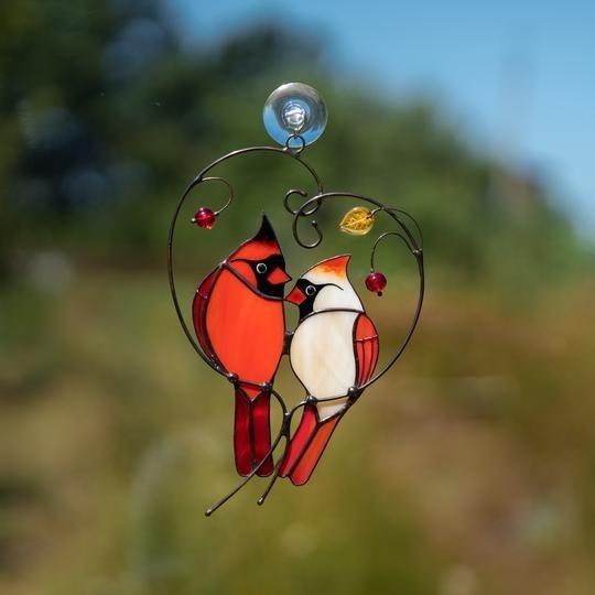 Cardinaux oiseaux vitrail pour décorez votre maison – Image 4