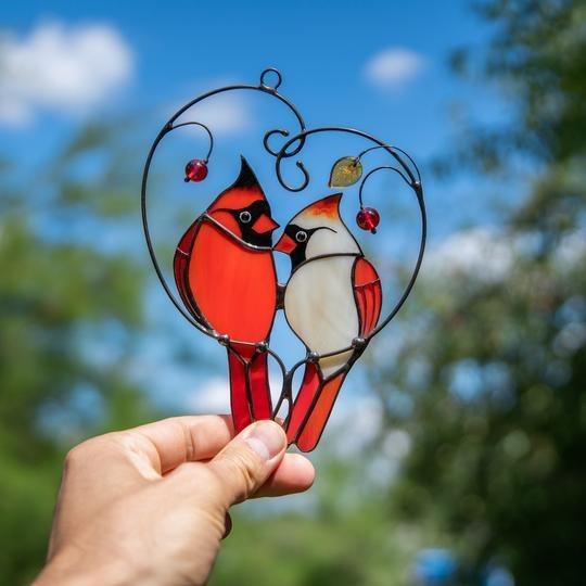 Cardinaux oiseaux vitrail pour décorez votre maison – Image 5