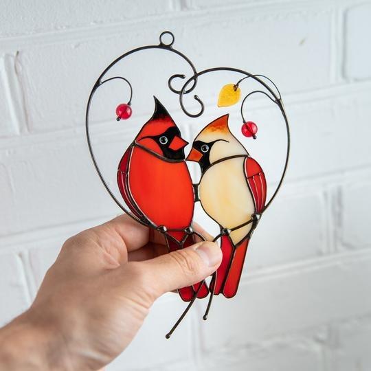 Cardinaux oiseaux vitrail pour décorez votre maison – Image 6