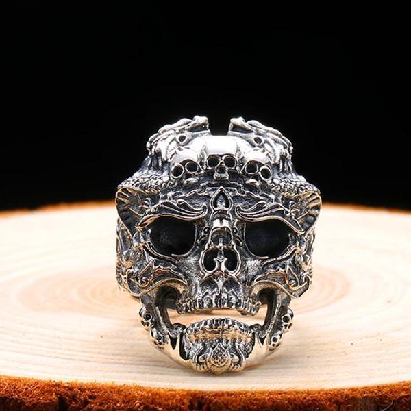 Bague crâne argentée – Image 3