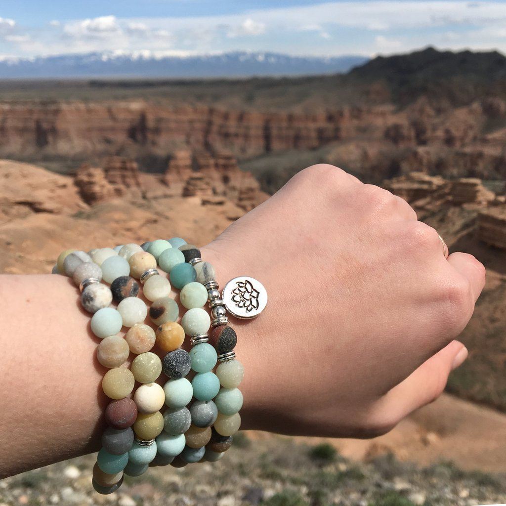 Bracelet collier mala bouddhiste en amazonite – Image 5