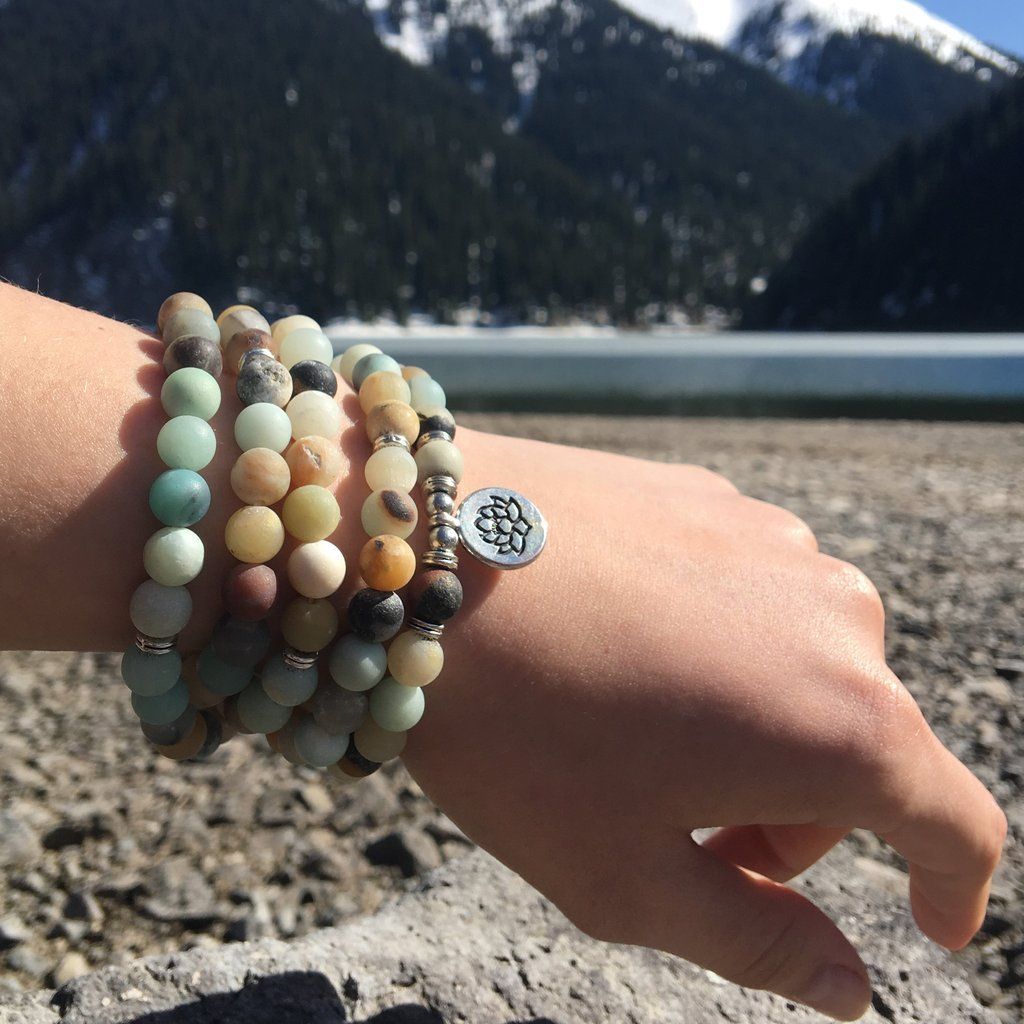 Bracelet collier mala bouddhiste en amazonite – Image 4