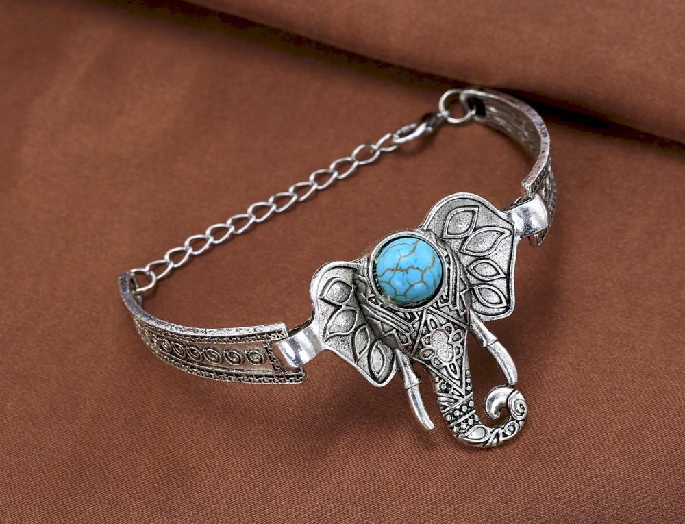 Bracelet éléphant réglable avec pierre naturelle – Image 3