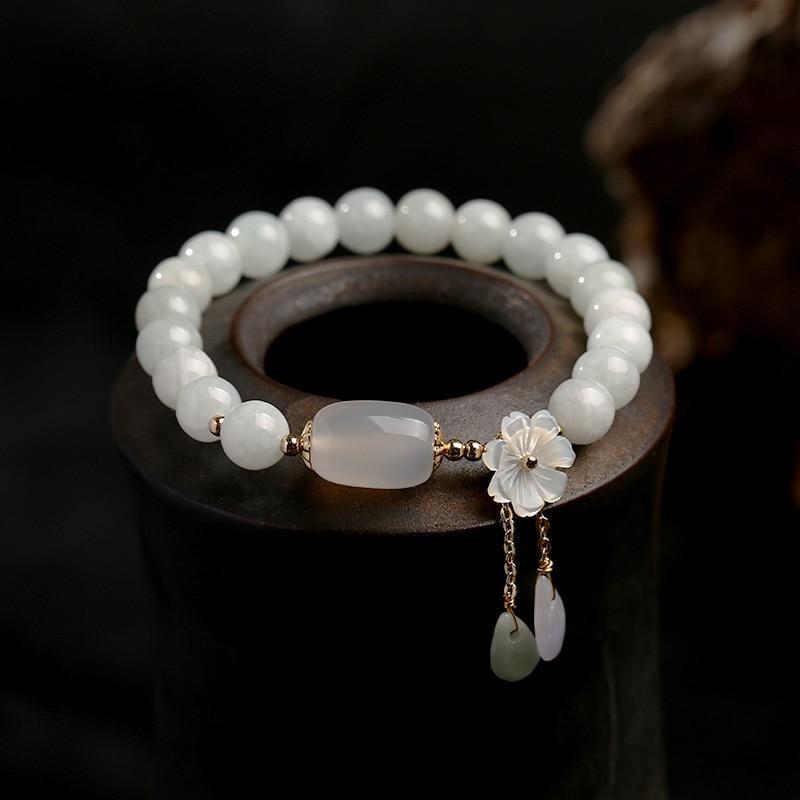 Bracelet de sérénité en jade blanc