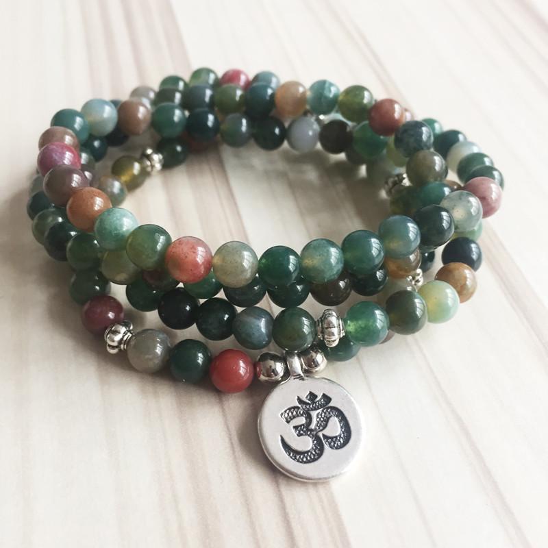 Bracelet ou collier mala en agate indienne – Image 2
