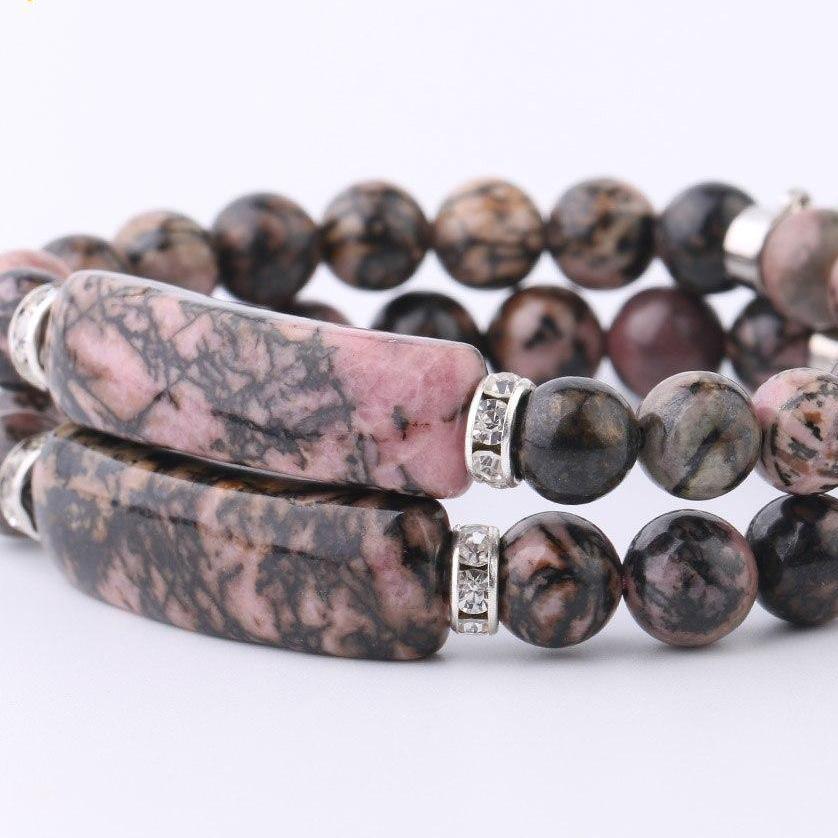 Bracelet perles de guérison cœur en rhodonite – Image 4