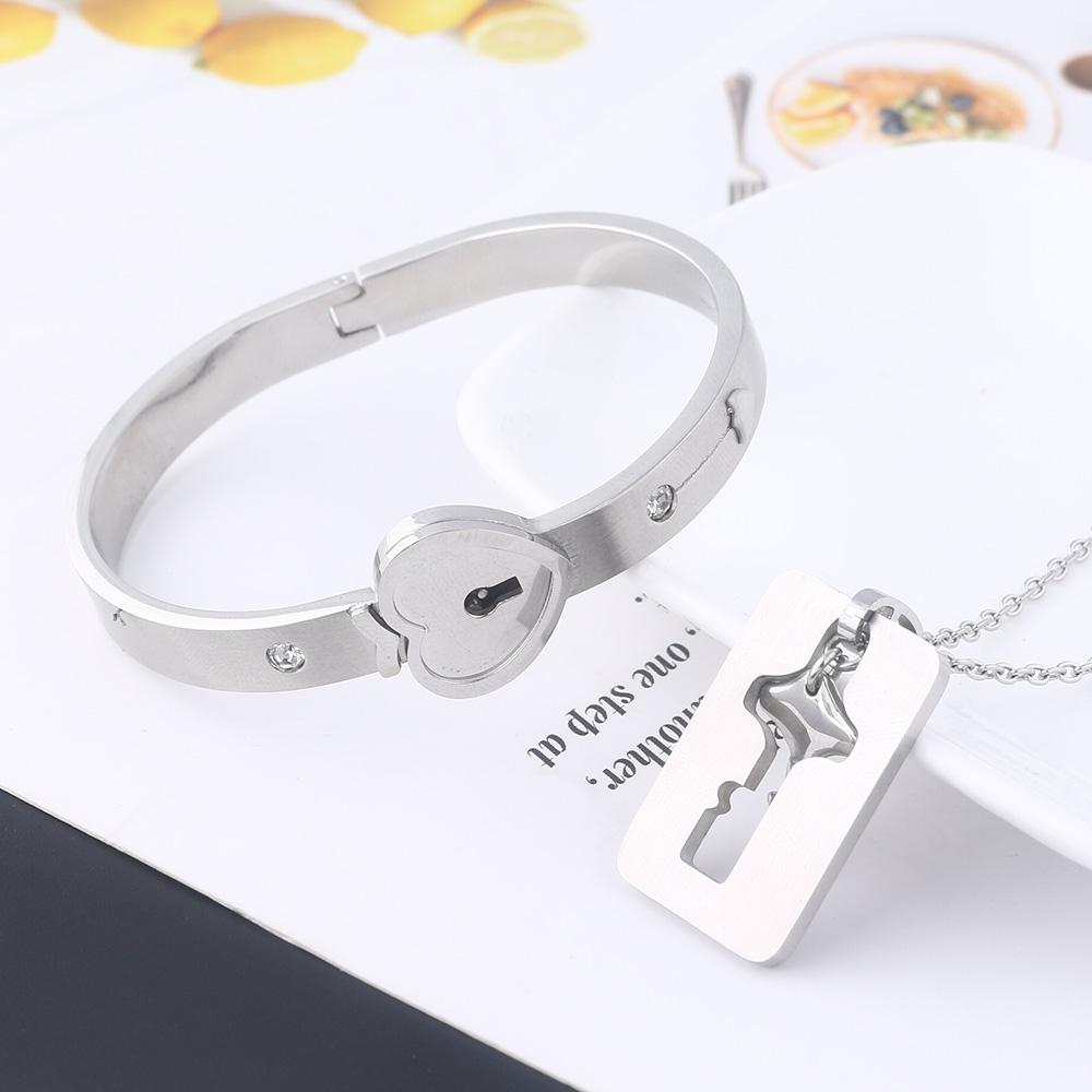Bracelet serrure coeur avec collier clé – Image 2