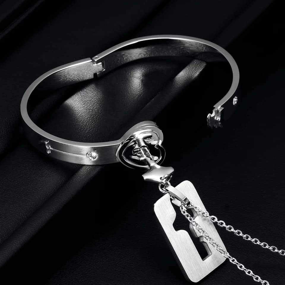 Bracelet serrure coeur avec collier clé – Image 6