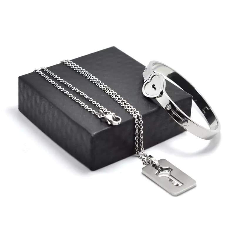 Bracelet serrure coeur avec collier clé – Image 3