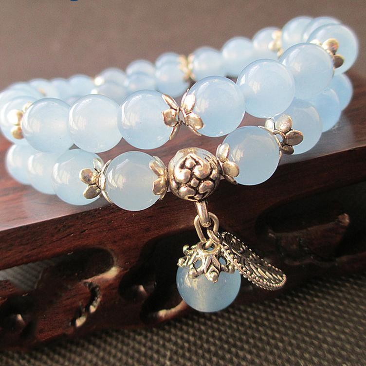 Bracelet tibétain porte bonheur en cristal bleu – Image 6