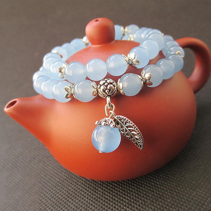 Bracelet tibétain porte bonheur en cristal bleu – Image 4