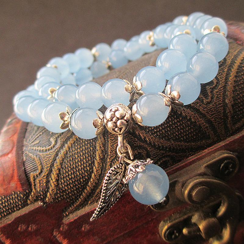 Bracelet tibétain porte bonheur en cristal bleu – Image 3