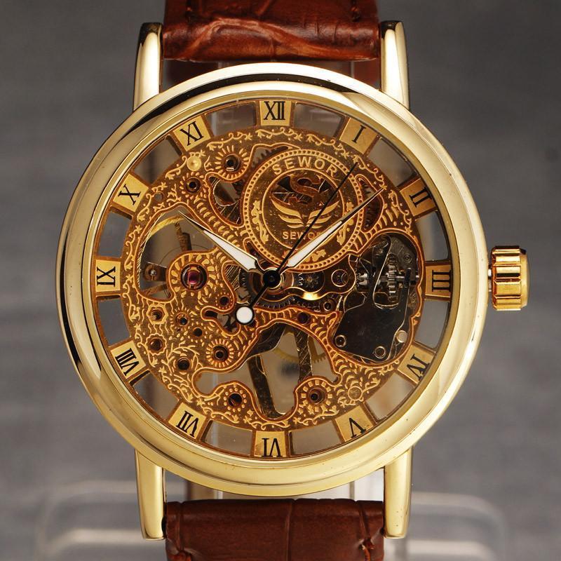 Montre squelette mécanique de luxe