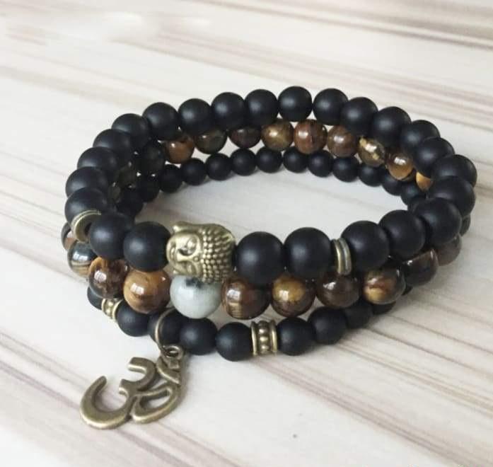 Triple bracelet "méditation" en onyx noir – Image 4