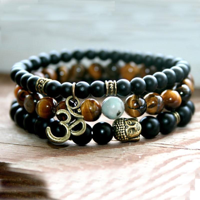 Triple bracelet "méditation" en onyx noir