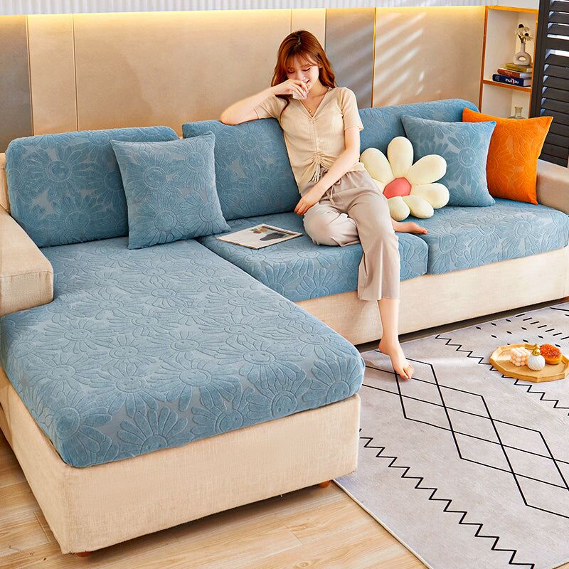 Housse de canapé en velours jacquard extensible antidérapant simple housse de canapé moderne