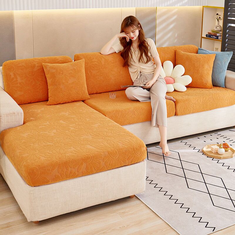 Housse de canapé en velours jacquard extensible antidérapant simple housse de canapé moderne – Image 3