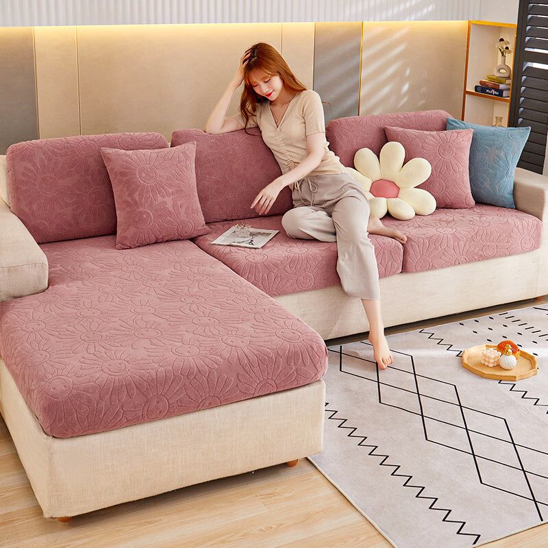 Housse de canapé en velours jacquard extensible antidérapant simple housse de canapé moderne – Image 6