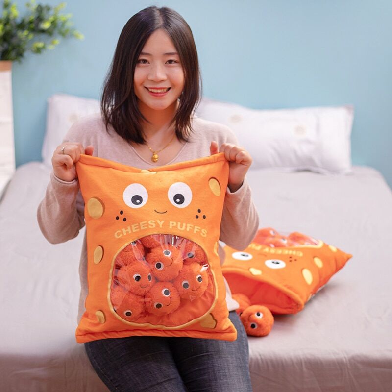Oreiller cheesy-puffs | Sac de jouets en peluche pour enfants – Image 7