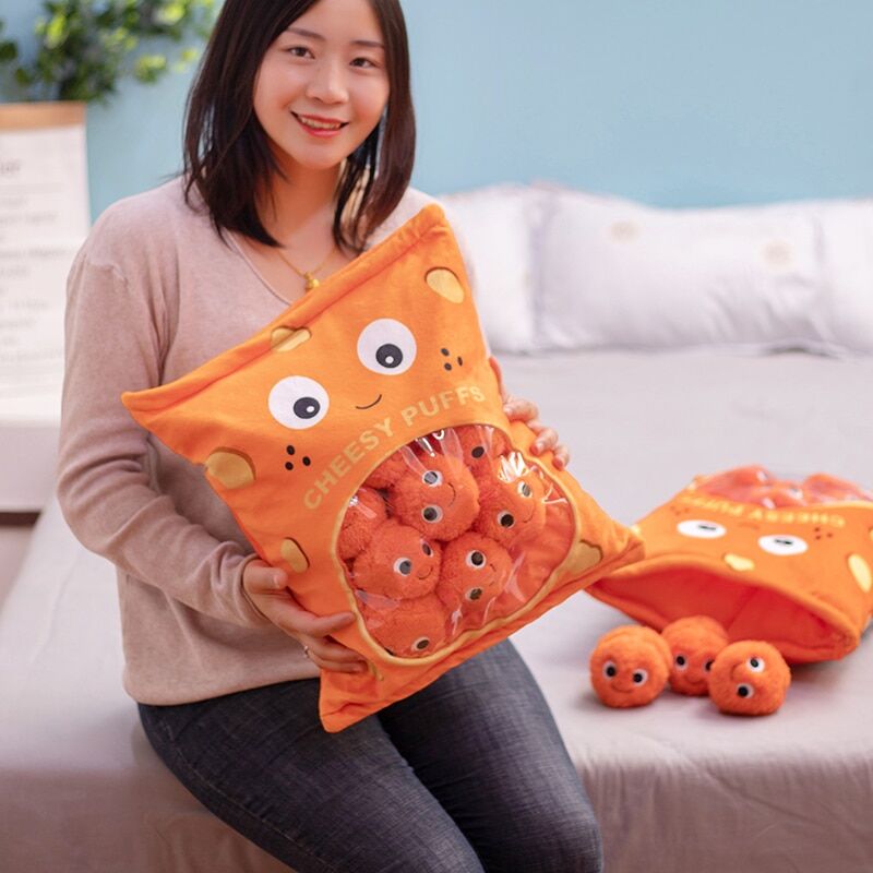 Oreiller cheesy-puffs | Sac de jouets en peluche pour enfants – Image 11