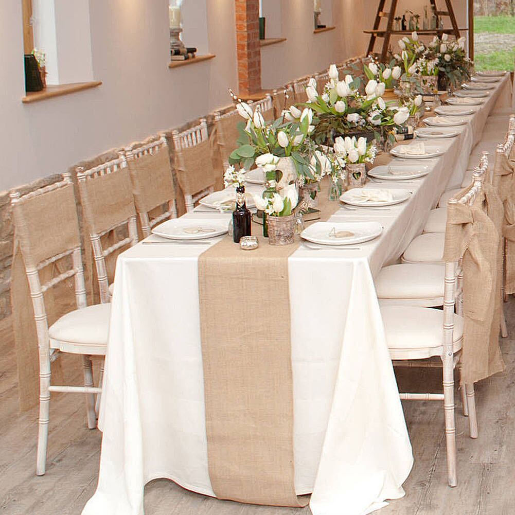 Chemin de table toile de juste pur décoration de table