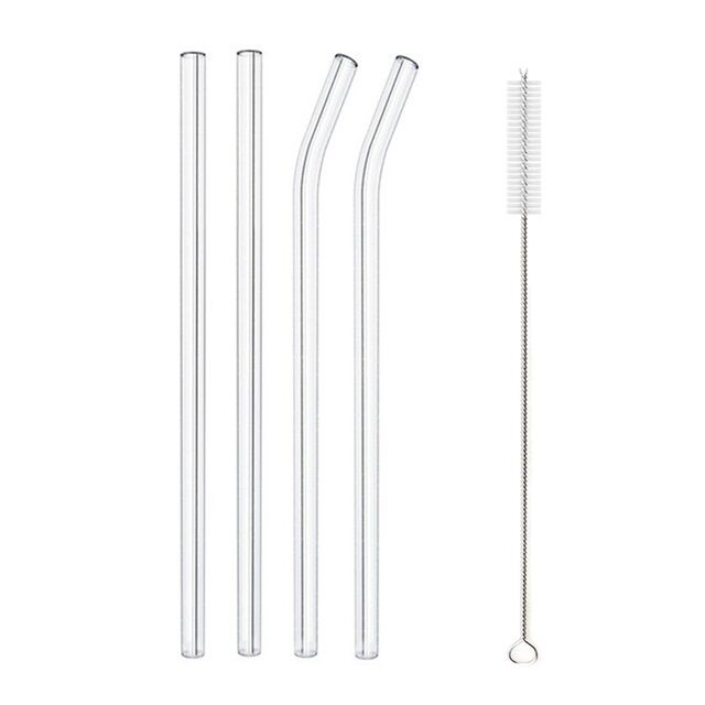 Paille en verre réutilisables avec brosses de nettoyage