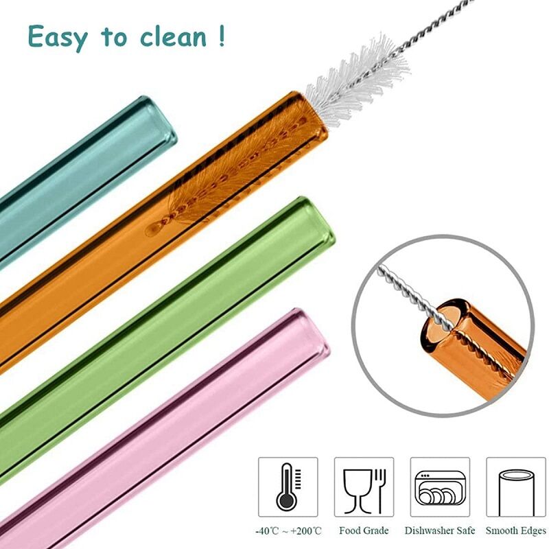 Paille en verre réutilisables avec brosses de nettoyage – Image 3