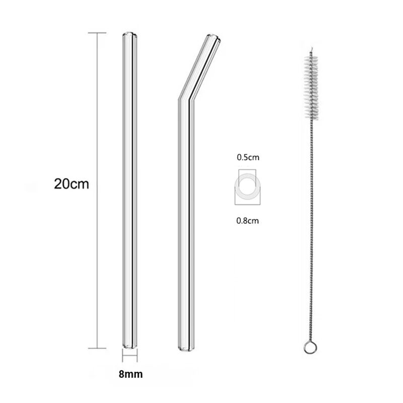 Paille en verre réutilisables avec brosses de nettoyage – Image 2