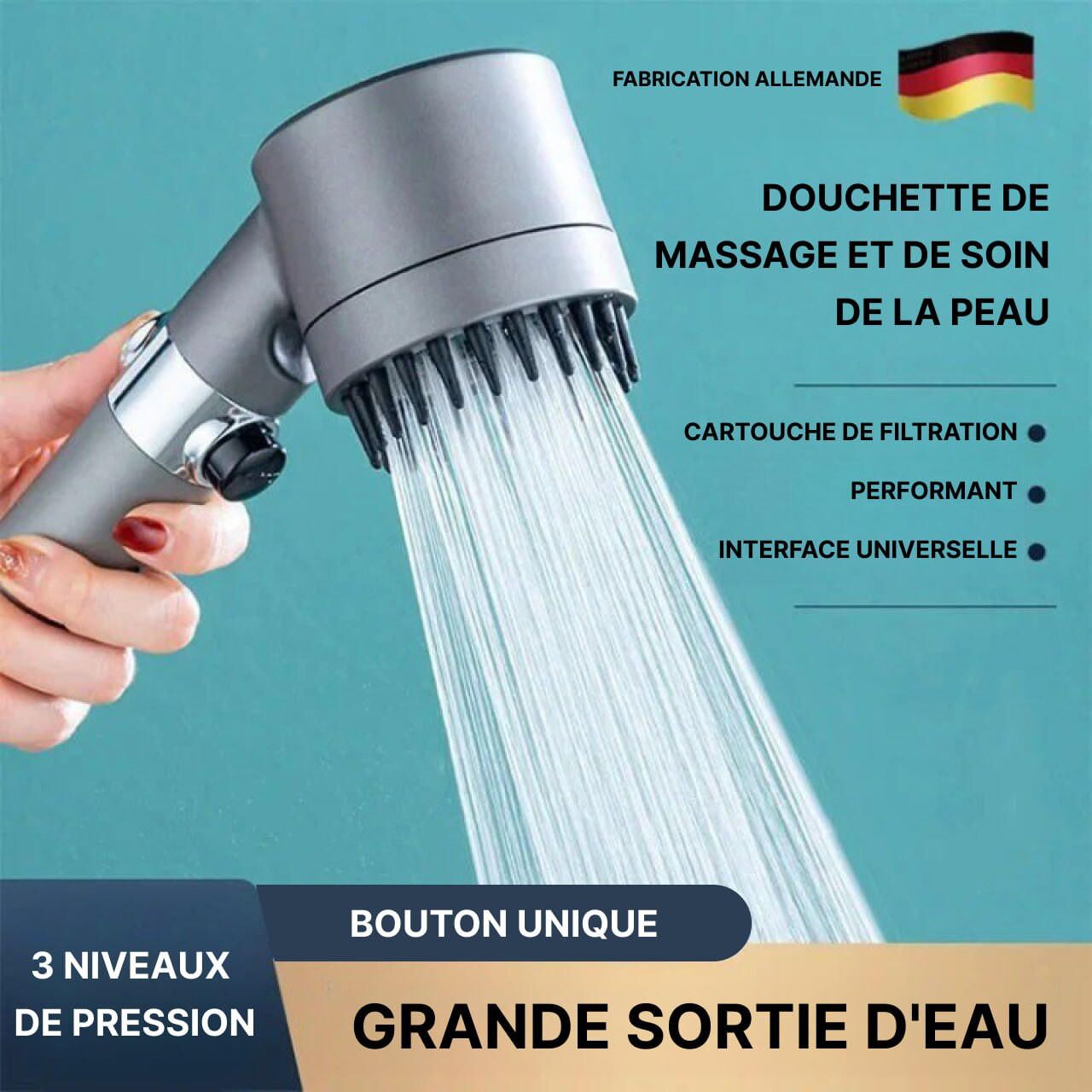 IonDrops Pommeau de douche haute pression avec brosse de bain 4 en 1 – Image 6