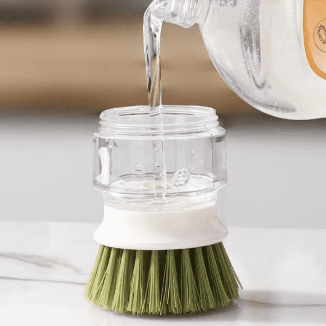 EasyBrush Brosse avec Distributeur de Liquide Vaisselle avec Support Rechargeable pour Nettoyer Les éviers Casseroles – Image 7