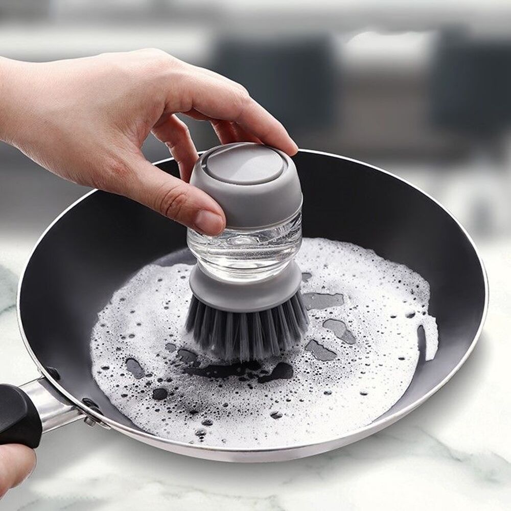 EasyBrush Brosse avec Distributeur de Liquide Vaisselle avec Support Rechargeable pour Nettoyer Les éviers Casseroles – Image 3