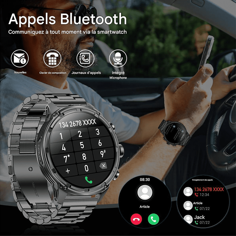Stahlgear Zeus Montre connectée intelligente hommes 1.85 pouces HD sport Bluetooth appel GPS sport Fitness Tracker moniteur cardiaque 710 mAh étanche – Image 9