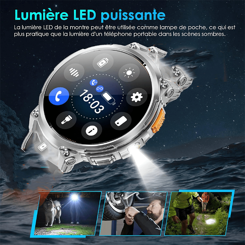 Stahlgear Zeus Montre connectée intelligente hommes 1.85 pouces HD sport Bluetooth appel GPS sport Fitness Tracker moniteur cardiaque 710 mAh étanche – Image 4