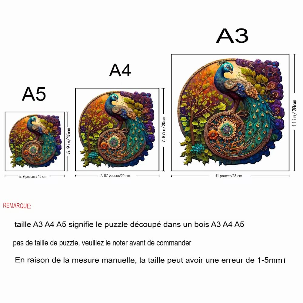 Puzzle Up rond en bois de paon – Image 3