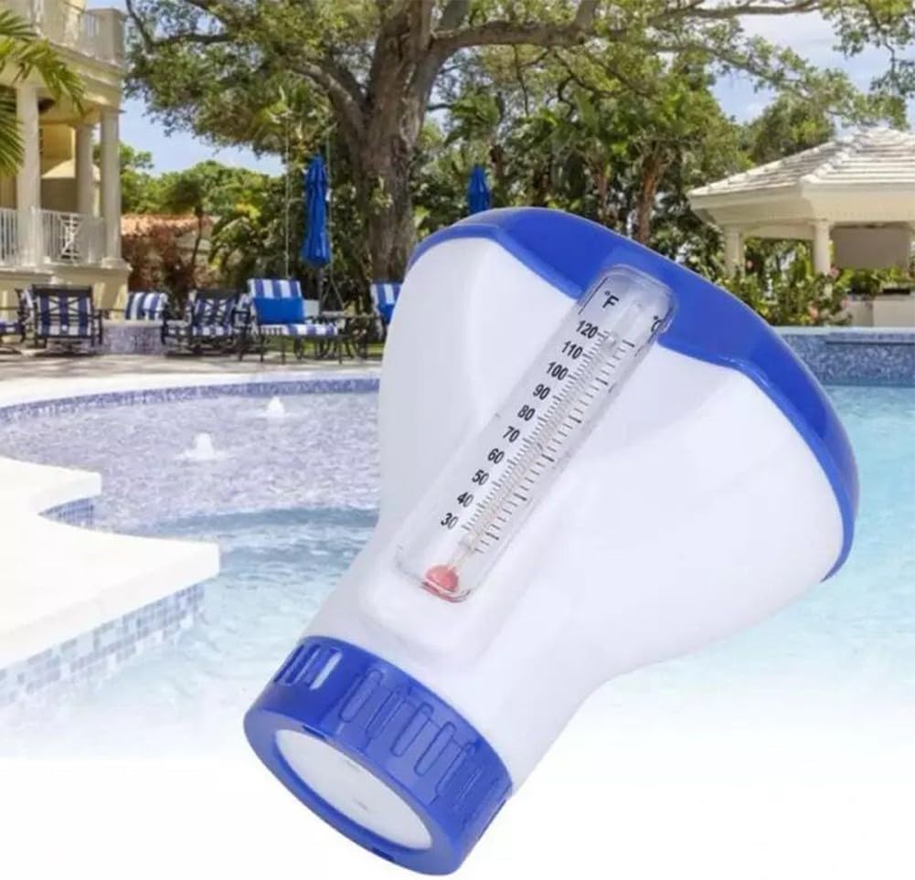 diffuseur de piscine avec thermomètre visible sur le dessus
