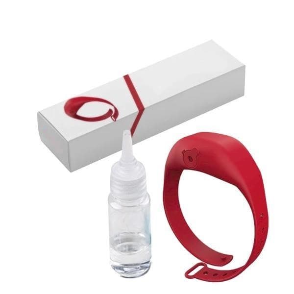 Bracelet distributeur de gel anti-septique rouge