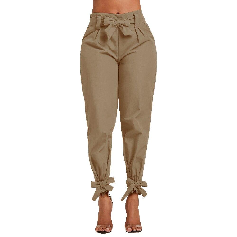 Pantalon crayon taille haute noeud femme