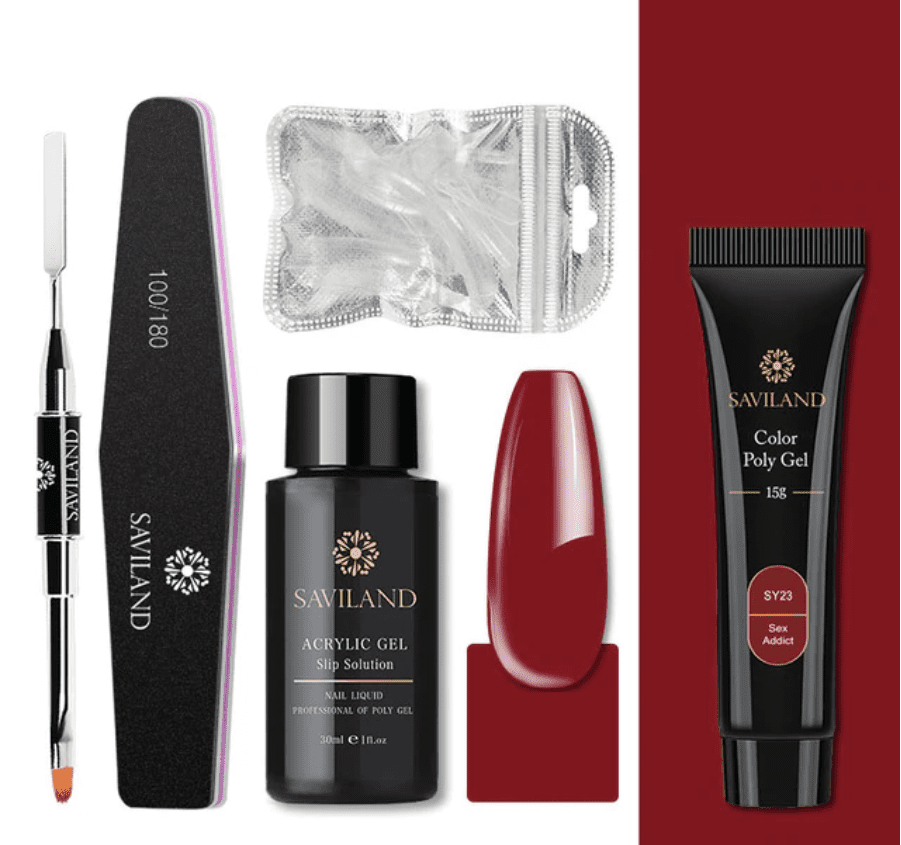Gel ongles rouge sombre