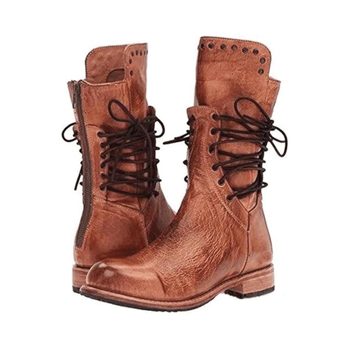 Bottes d'automne en cuir pour femmes