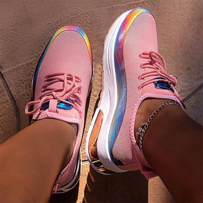 Cool sneaker confortable blanc rose